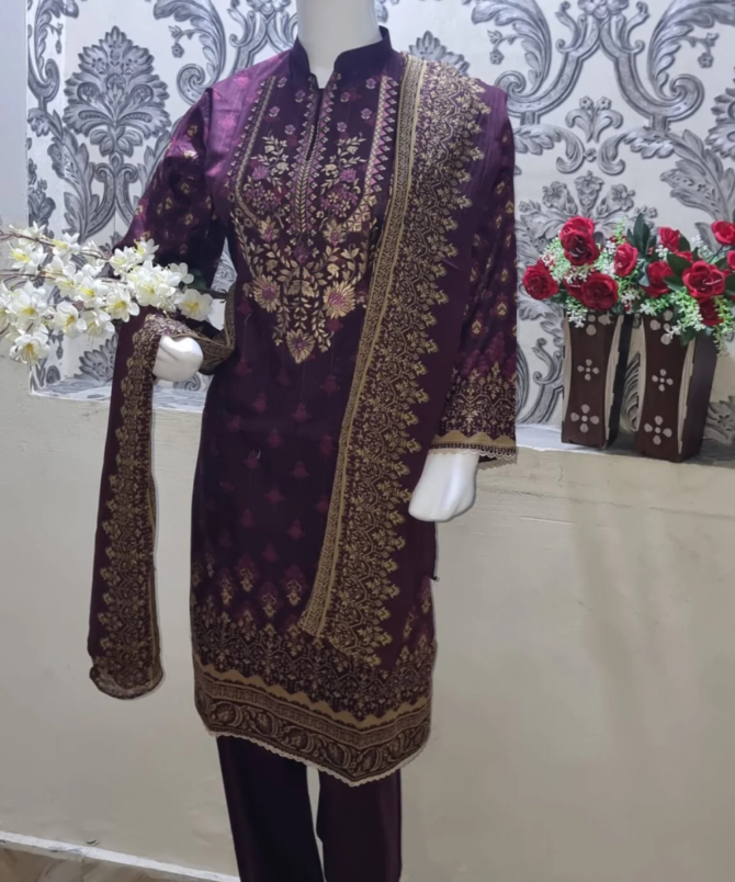 Mehran Three-Piece Suit for Women – Elegant and Timeless Design - Image 3