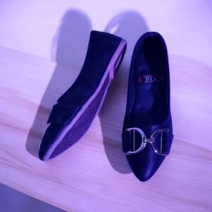 Black Flats with Golden Buckle