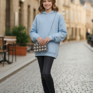 Silver Sphere Beaded Shoulder Bag for Stylish Young Girls